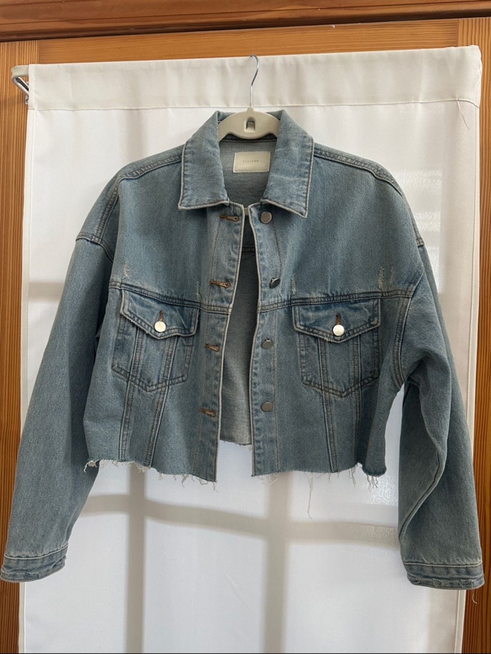 All Row 100% Cotton Boxy Cropped Denim Jacket
